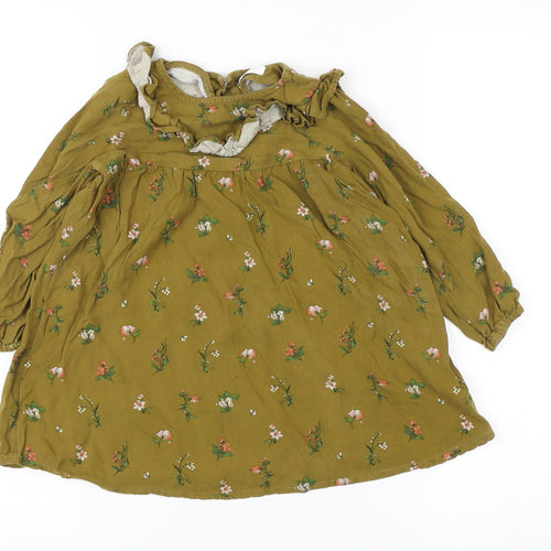 Next Girls Green Floral Tunic Blouse, 2-3 Years, Ruffle Accented