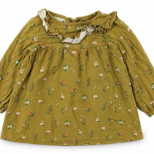 Next Girls Green Floral Tunic Blouse, 2-3 Years, Ruffle Accented