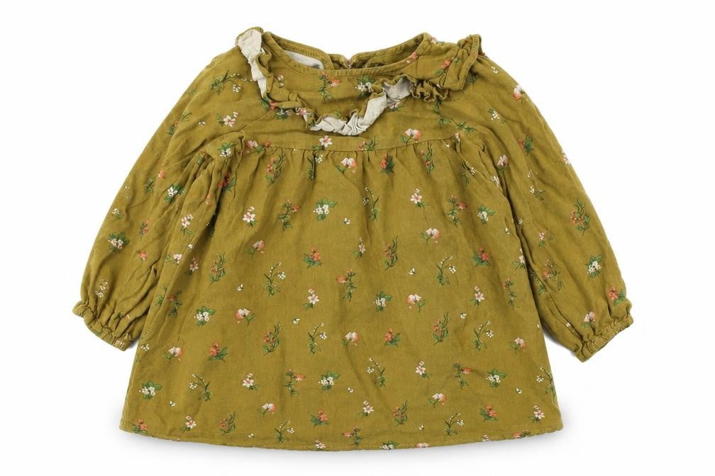 Next Girls Green Floral Tunic Blouse, 2-3 Years, Ruffle Accented