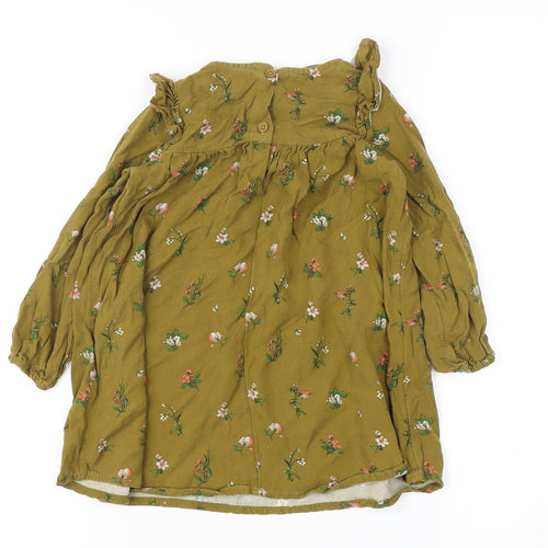 Next Girls Green Floral Tunic Blouse, 2-3 Years, Ruffle Accented