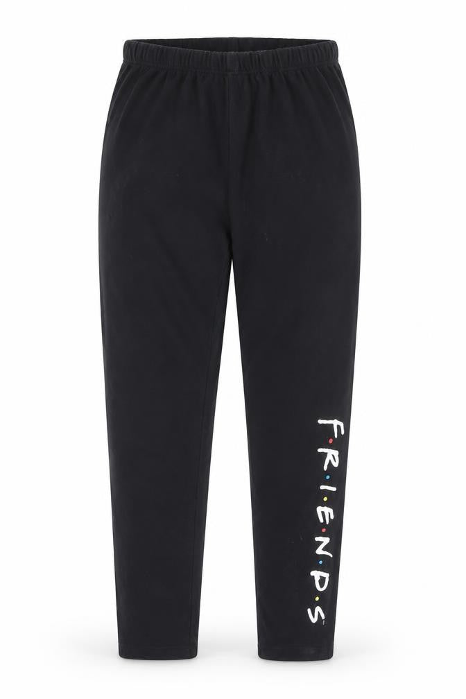 Front view of F.R.I.E.N.D.S Women's Black Ankle Leggings, size 12-14