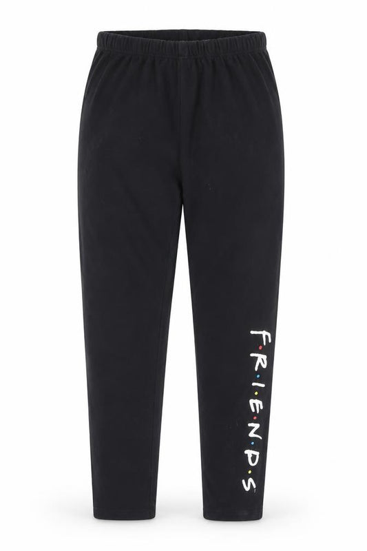 Front view of F.R.I.E.N.D.S Women's Black Ankle Leggings, size 12-14