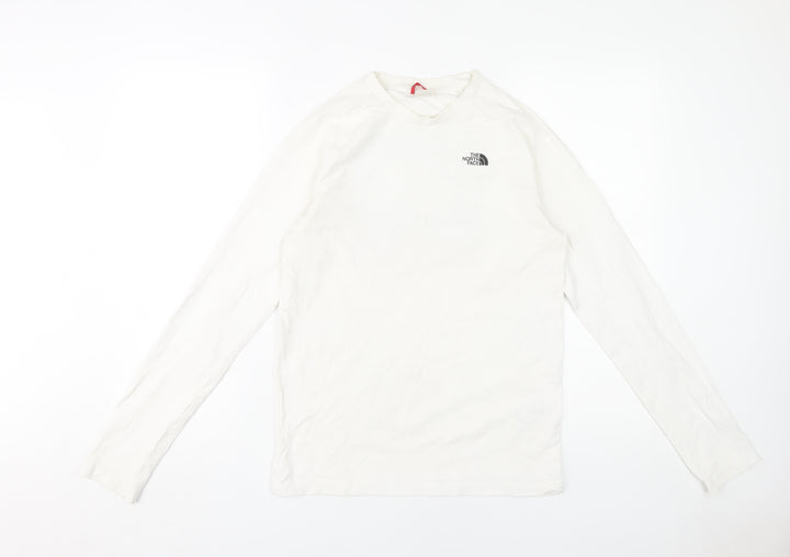 The North Face Boys White XL Long Sleeve Logo T-Shirt