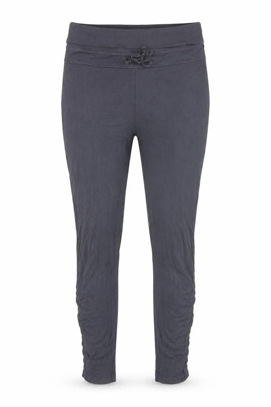 Front view of Domyos Women's Grey Ankle Leggings, size 12, Elastic Waist