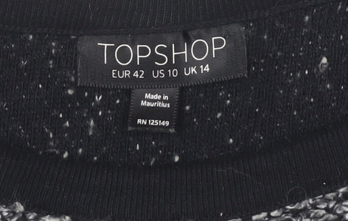 Topshop Women's Black Pullover Sweatshirt Size 14