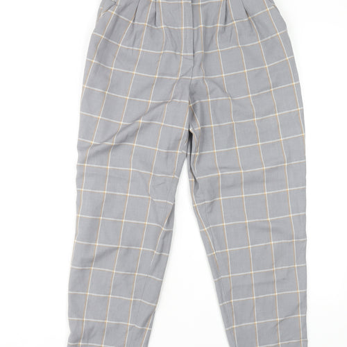 Topshop Women's Grey Check Pleated Trousers Size 8