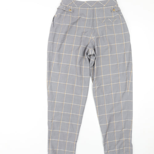 Topshop Women's Grey Check Pleated Trousers Size 8