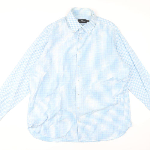 Marks and Spencer Men's Blue Check XL Dress Shirt