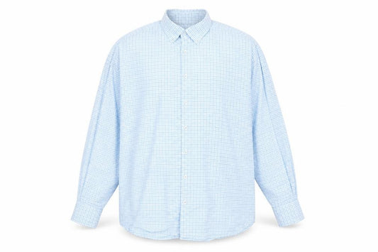 Front view of Marks & Spencer Men's Blue Check XL Dress Shirt