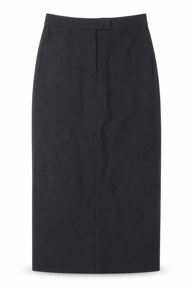 Front view of DKNY Women's Black Pencil Skirt, size 4, Wool Workwear