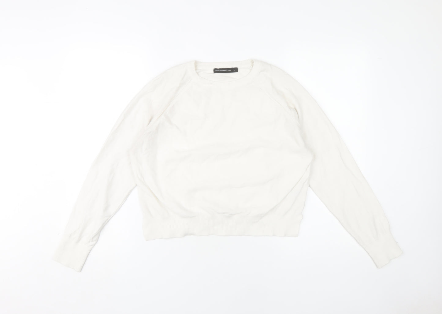 French Connection Women's Ivory Knit Sweatshirt L