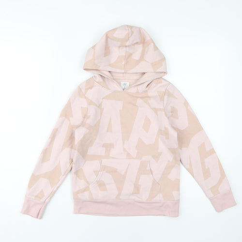 GAP Girls Pink Pullover Hoodie M Graphic Print