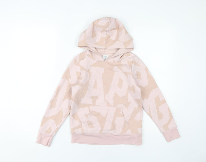 GAP Girls Pink Pullover Hoodie M Graphic Print