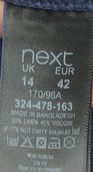 Next Women's Blue Shift Dress Size 14, Sleeveless, Linen Blend