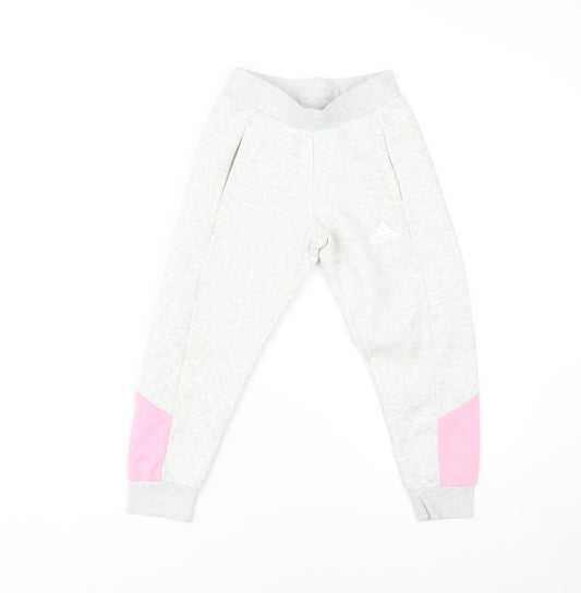 Adidas Girls Grey Jogger Trousers Size 5-6 Years