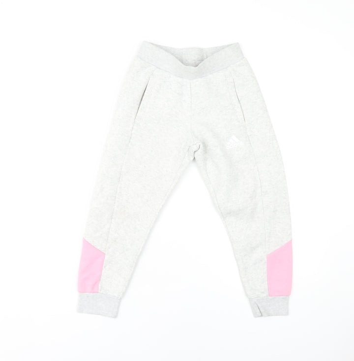 Adidas Girls Grey Jogger Trousers Size 5-6 Years
