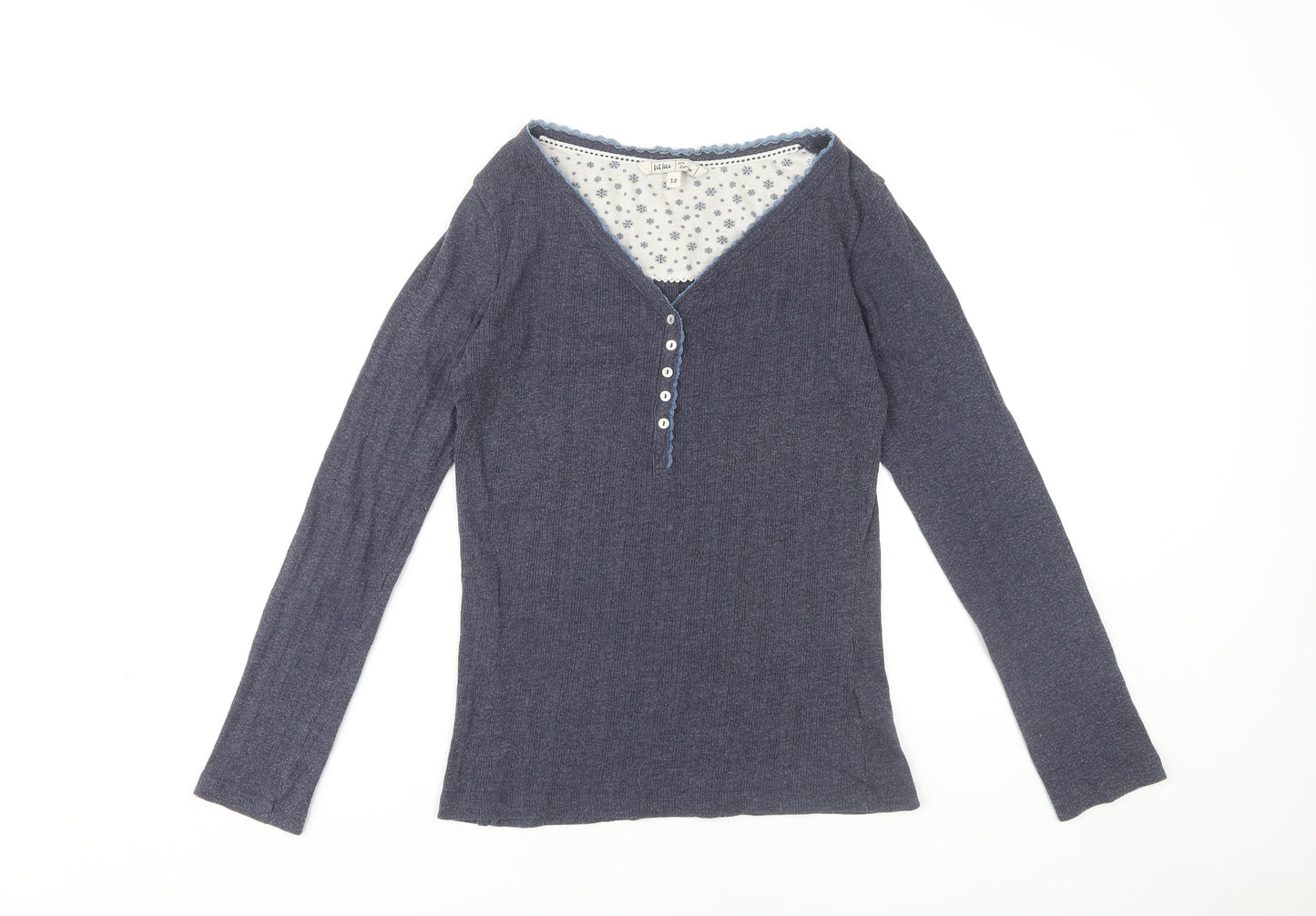 Fat Face Women's Blue V-Neck Knit Top Size 12