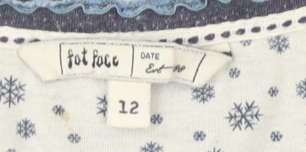 Fat Face Women's Blue V-Neck Knit Top Size 12