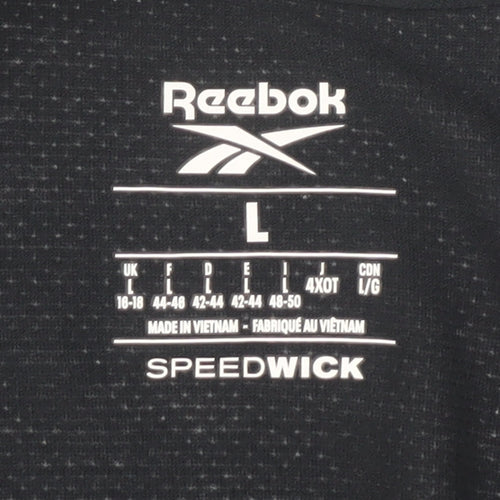 Reebok Women's Black Gym Tee - Large, Moisture Wicking