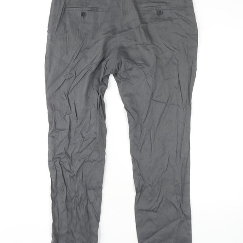 Jigsaw Women's Grey Stretch Linen Trousers Size 14