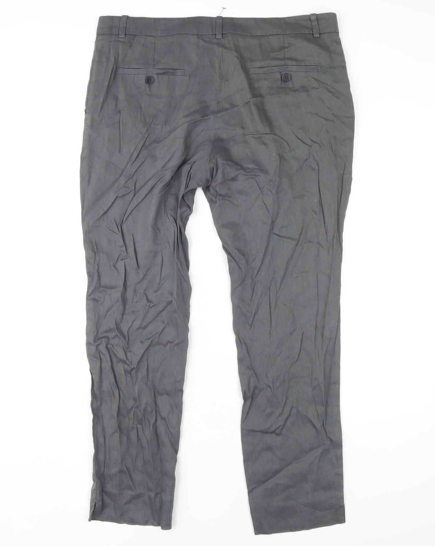 Jigsaw Women's Grey Stretch Linen Trousers Size 14