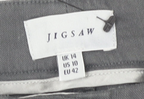 Jigsaw Women's Grey Stretch Linen Trousers Size 14
