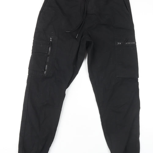 Pull & Bear Men's Black Cargo Trousers - Size S