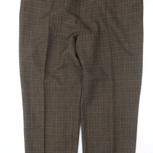 Marks and Spencer Women's Check Trousers Brown Size 20