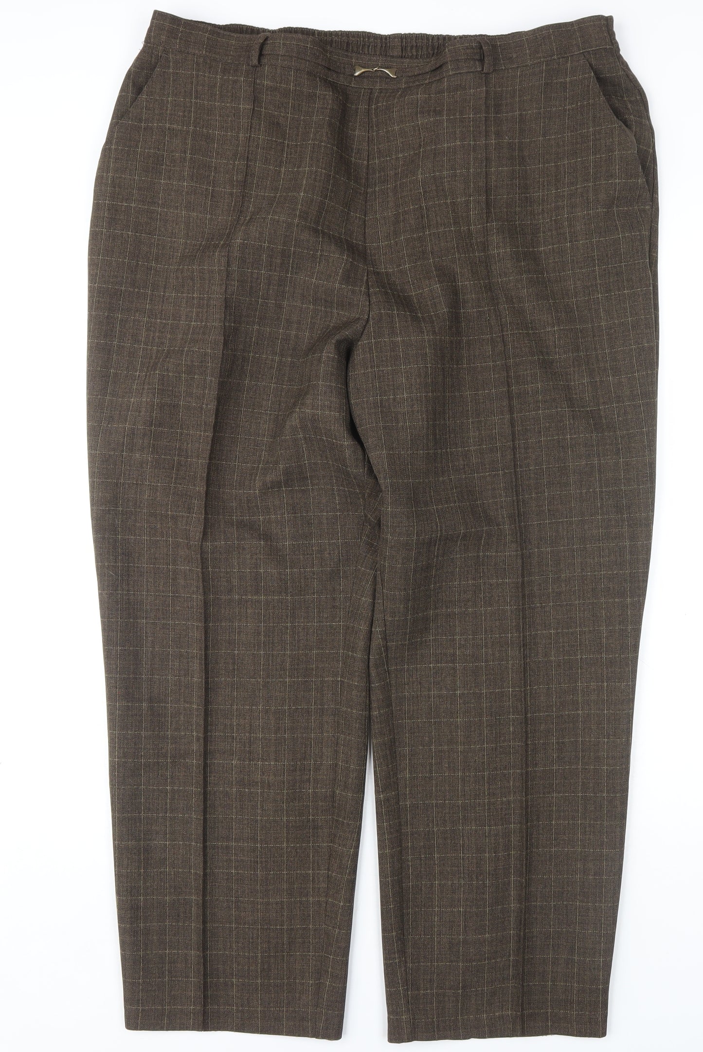 Marks and Spencer Women's Check Trousers Brown Size 20
