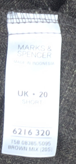 Marks and Spencer Women's Check Trousers Brown Size 20