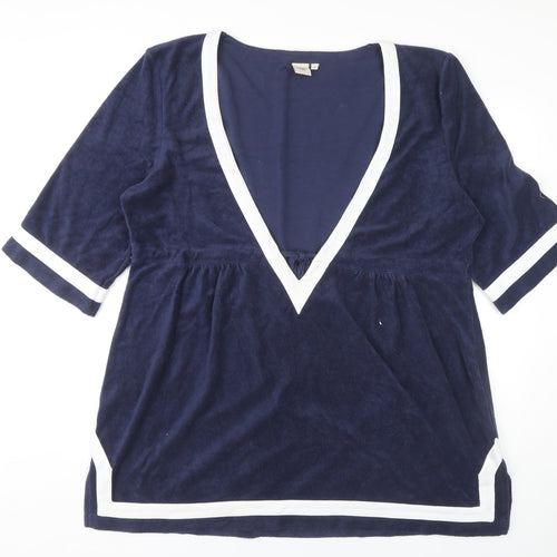 Cotton Traders Women's Blue V-Neck Casual Top Size 20