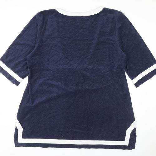 Cotton Traders Women's Blue V-Neck Casual Top Size 20