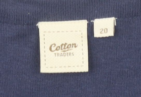 Cotton Traders Women's Blue V-Neck Casual Top Size 20