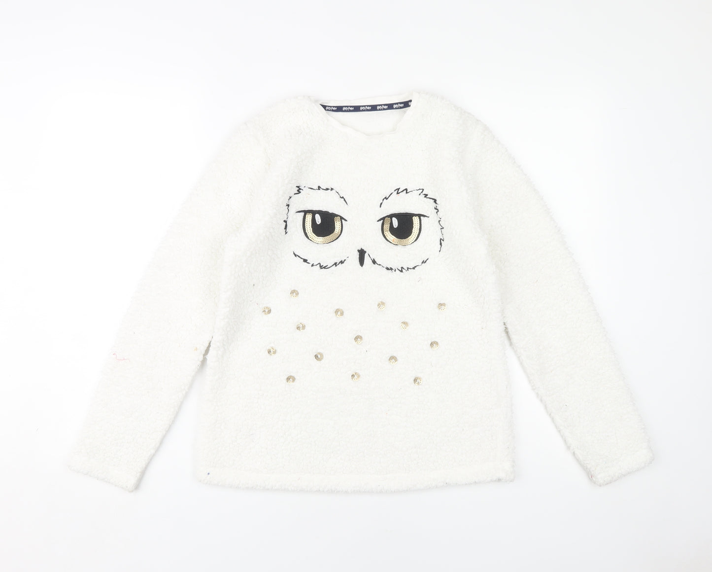 Harry Potter Girls White Bouclé Owl Top 13-14 Years
