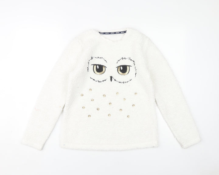 Harry Potter Girls White Bouclé Owl Top 13-14 Years