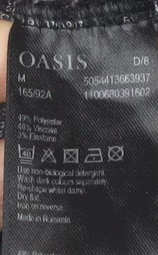 Oasis Women's Grey Animal Print High Neck Shift Dress M