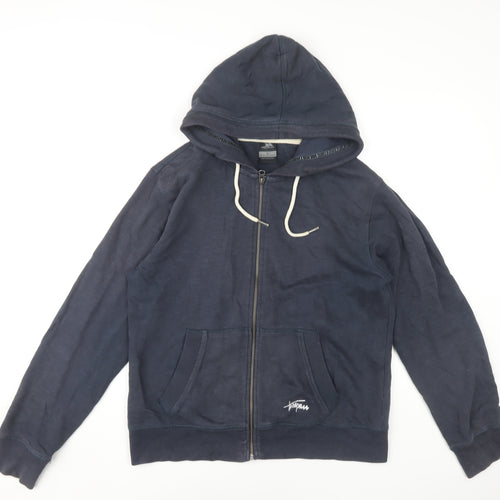 Trespass Unisex Blue Full Zip Hoodie, Size L, Casual Cotton