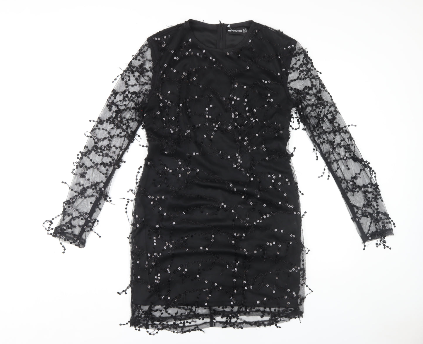 PrettyLittleThing Women's Black Bodycon Dress, Size 14