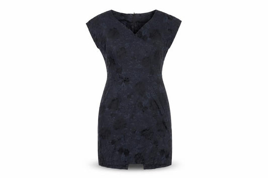 Front view of Kays Women's Black Dress, size 12, V-Neck Classic