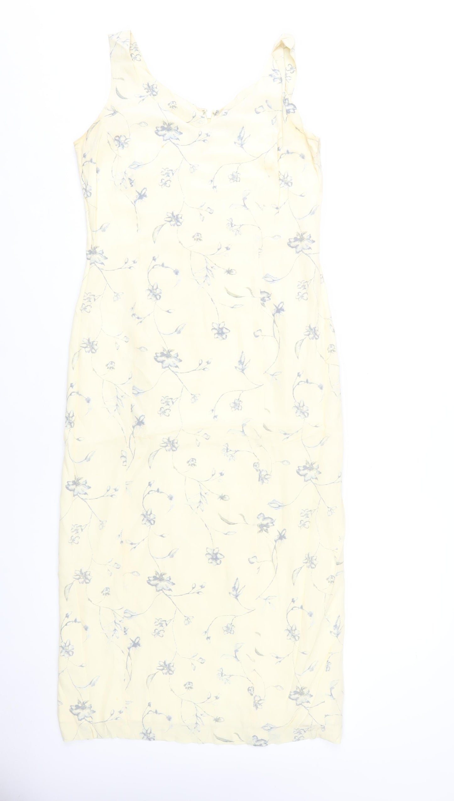 Richards Ivory Silk Floral Dress, Size 12, Women's Summer Wear