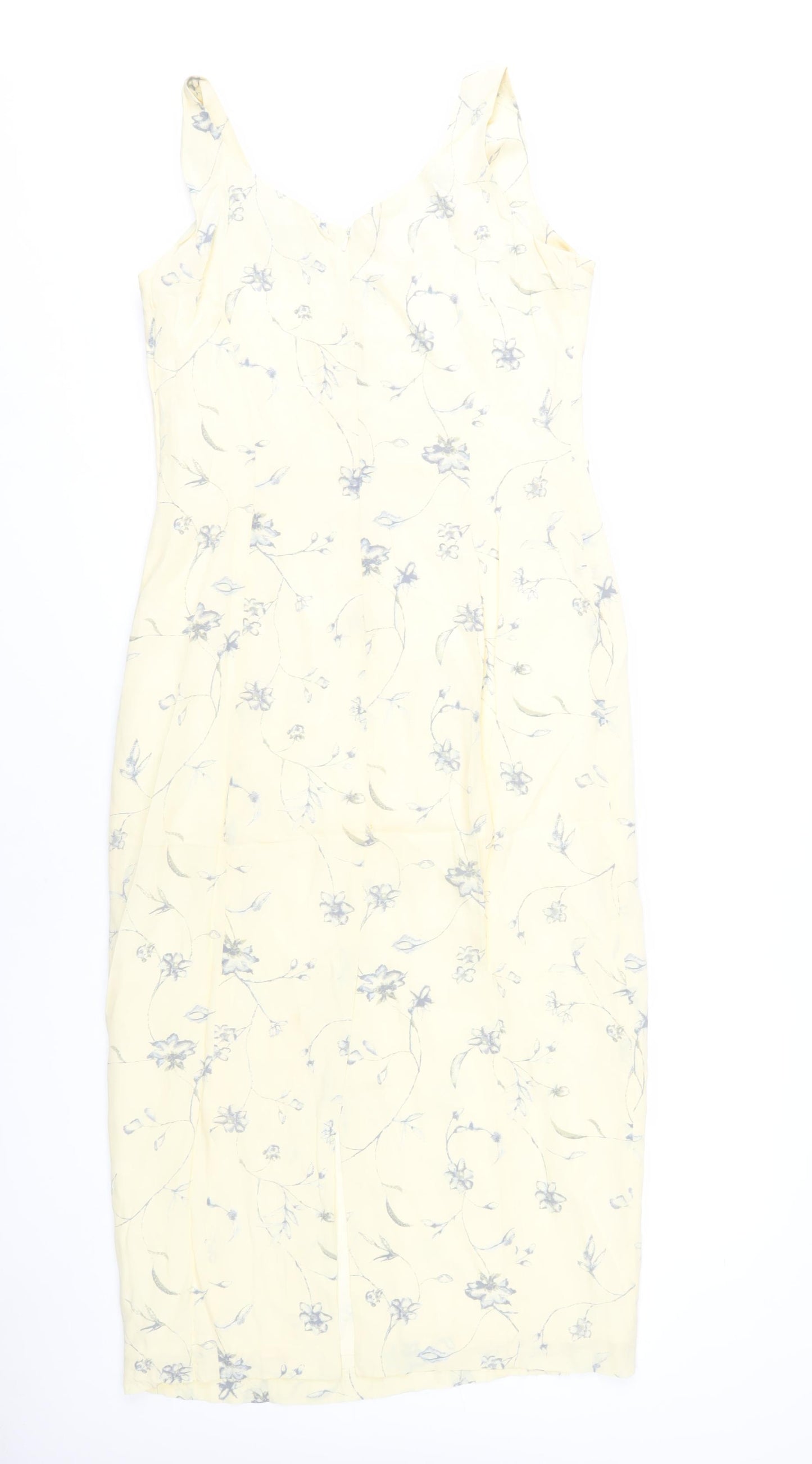 Richards Ivory Silk Floral Dress, Size 12, Women's Summer Wear