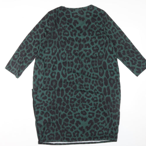 Roman Originals Women's Green Animal Print Dress - Size 14