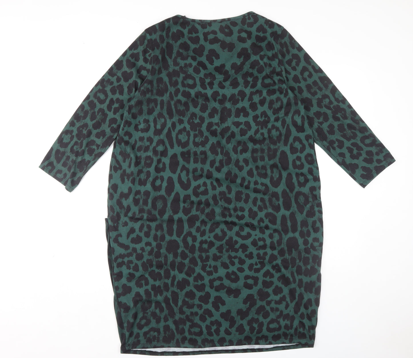 Roman Originals Women's Green Animal Print Dress - Size 14