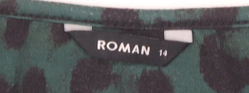 Roman Originals Women's Green Animal Print Dress - Size 14