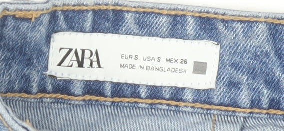 Zara Women's Blue Denim High-Waisted Shorts Size 8