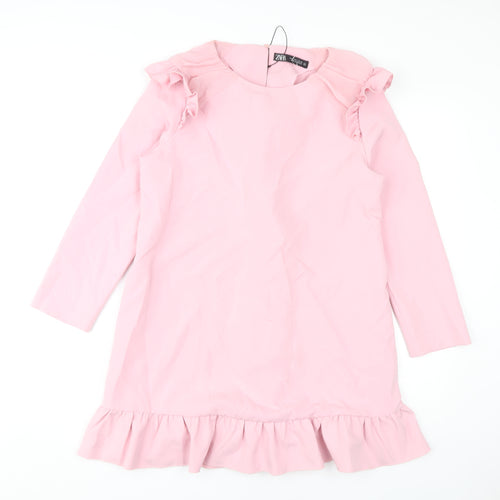 Zara Women's Pink Long Sleeve Dress Size 12