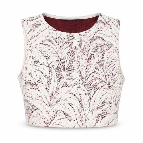 Zara Women Beige Floral Cropped Tank Size 6
