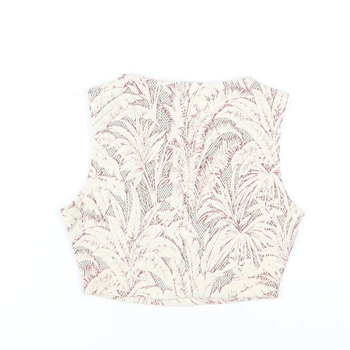 Zara Women Beige Floral Cropped Tank Size 6