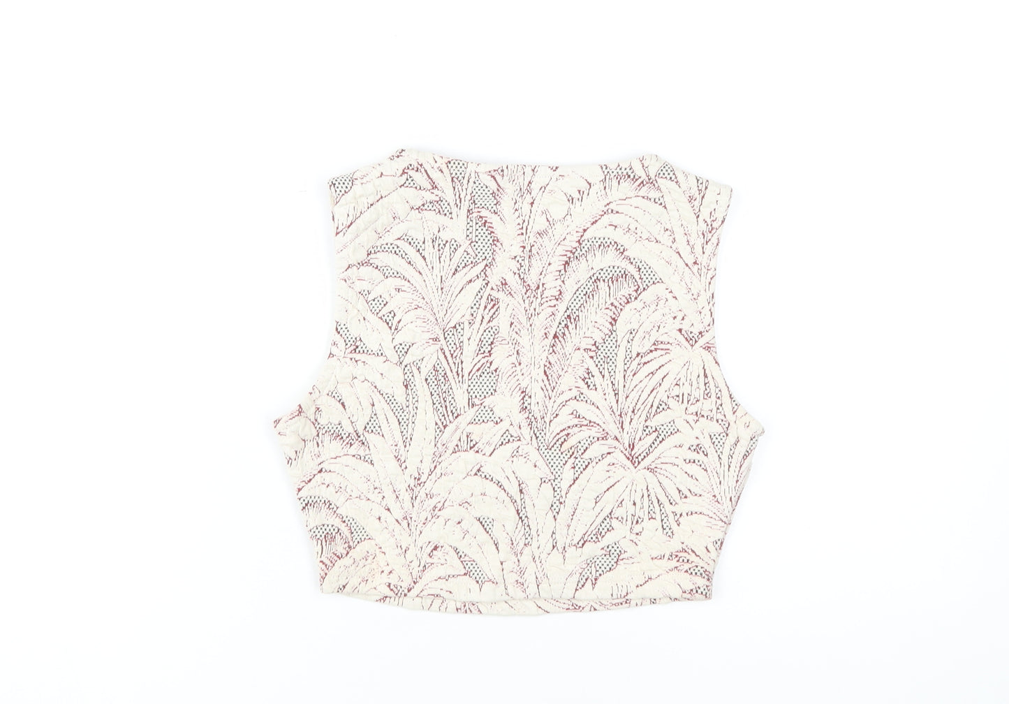 Zara Women Beige Floral Cropped Tank Size 6