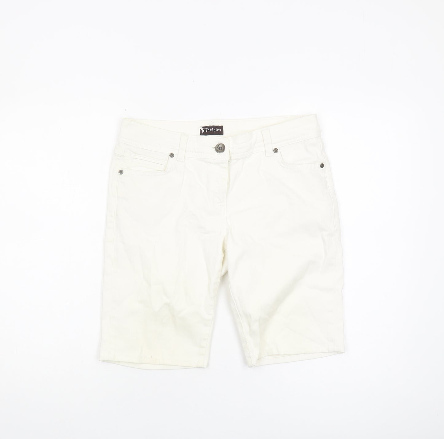 Principles Women's White Chino Shorts Size 10, Regular Fit